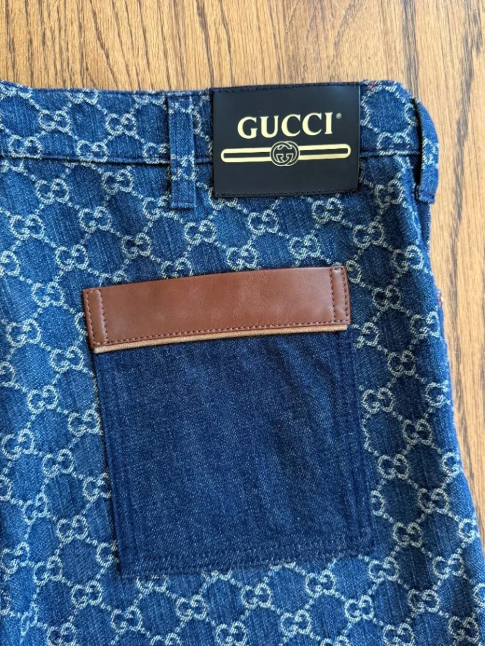 Gucci GG Monogram Denim Jeans Straight Leg Size 34